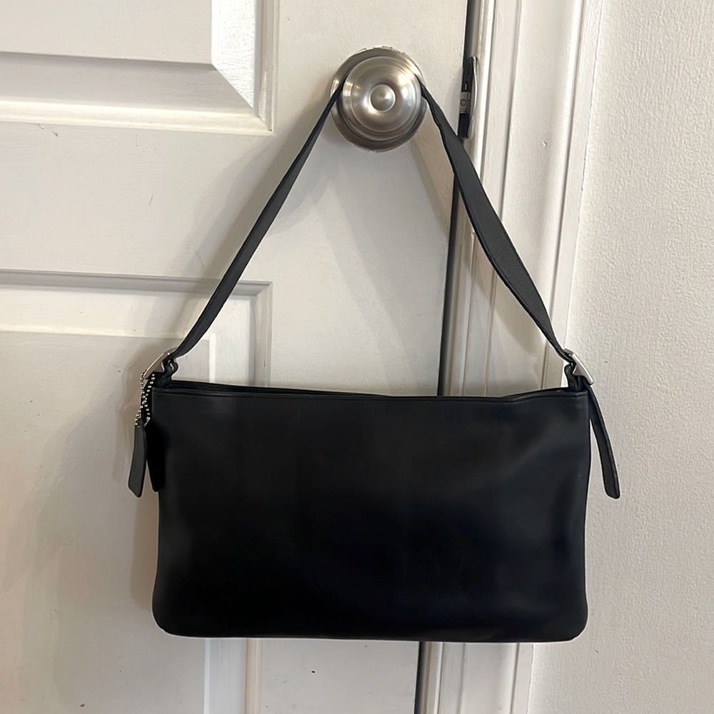 Coach black leather bag purse